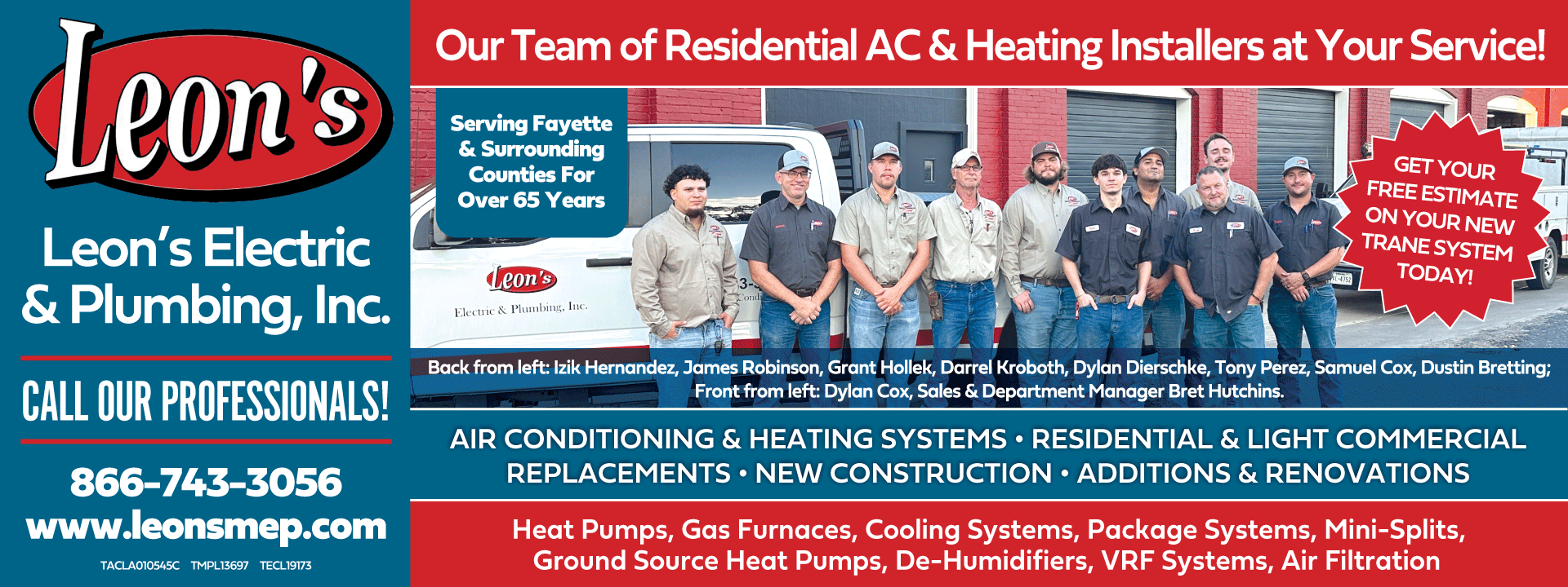 Leon's Electric & Plumbing - Get Your Free Trane System Estimate Today!
