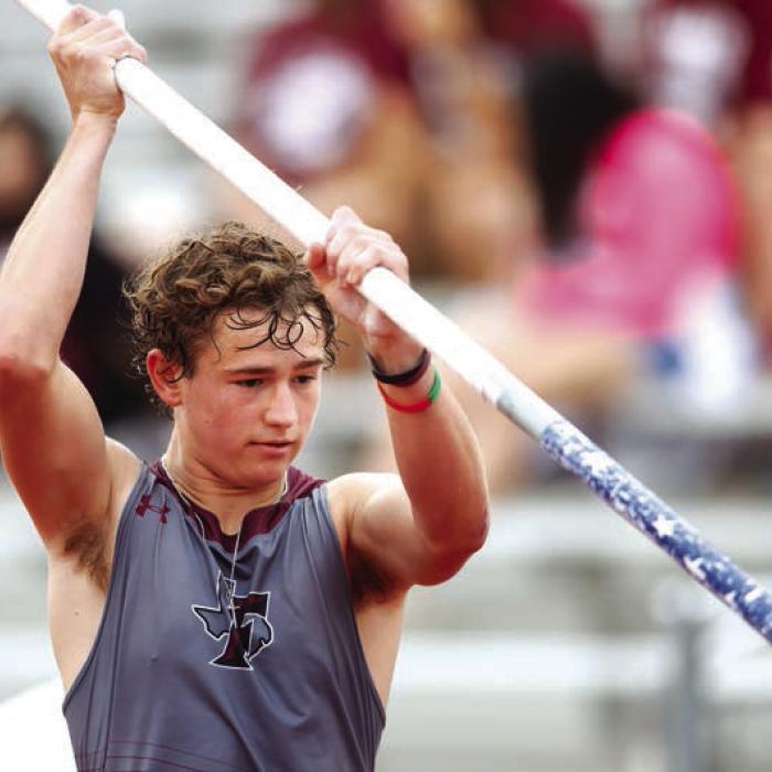 Fayetteville pole vaulter Lawson Fritsch. Record file photo