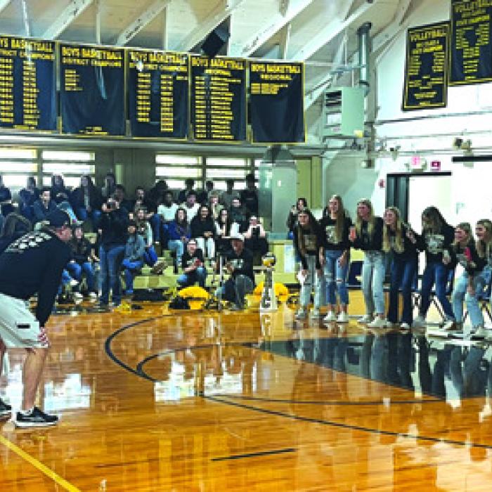 Various family member groups took turns doing dance/cheer routines, much to the delight of the players.