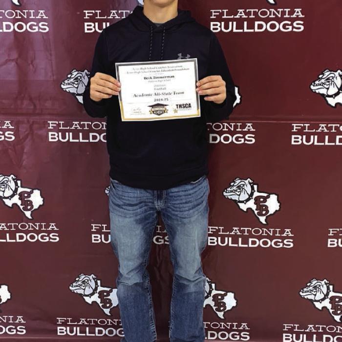 Congratulations to Flatonia senior Beck Zimmerman for being named to the 2nd Team Academic All State THSCA Football Team.