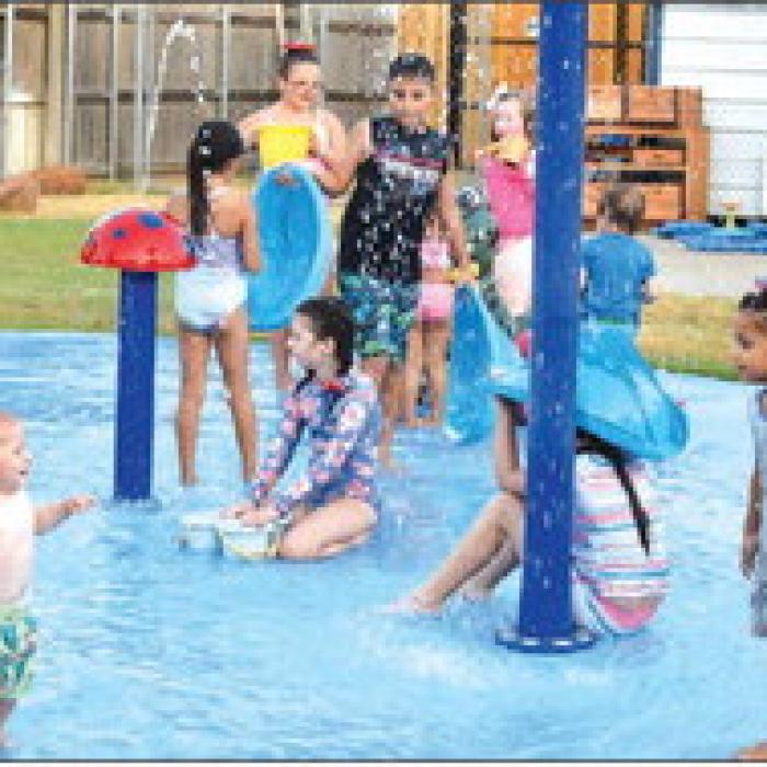 Water run July 4 at The Remnant’s splashpad.