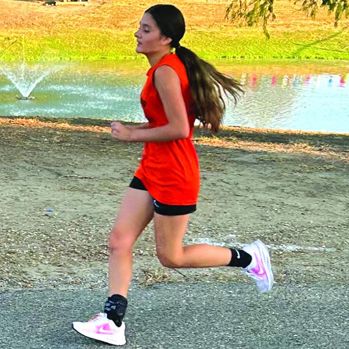 Schulenburg’s Arely Cortez runs in Shiner.