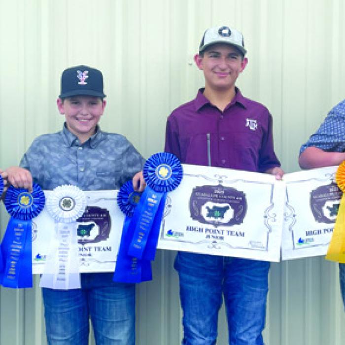 Champion Junior Team: Crockett Guenther, Hudson Holub, Dylan Zweschper, and Abraham McBride.