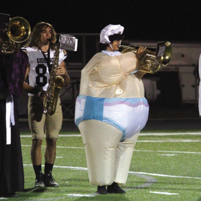 Several members of the Giddings band wore costumes because Friday was Halloween. Some kids got into it more than others.