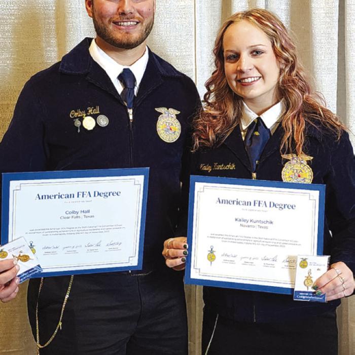 Hall, Kuntschik Receive FFA Degree