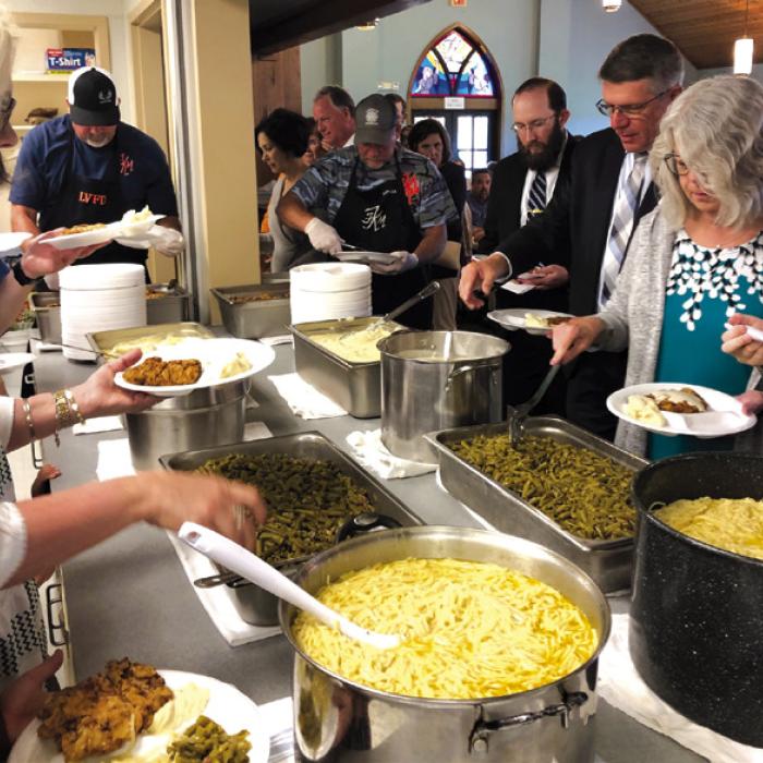 Over 300 people attended a celebration meal, including Wendish noodles, served at the Anniversary of Holy Cross last Sunday.