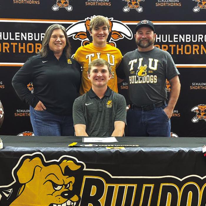 Schulenburg’s Brycen Schramek has accepted an offer to play college football for Texas Lutheran University in Seguin.