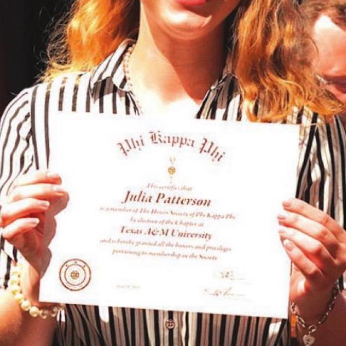 Patterson Inducted Into Phi Kappa Phi