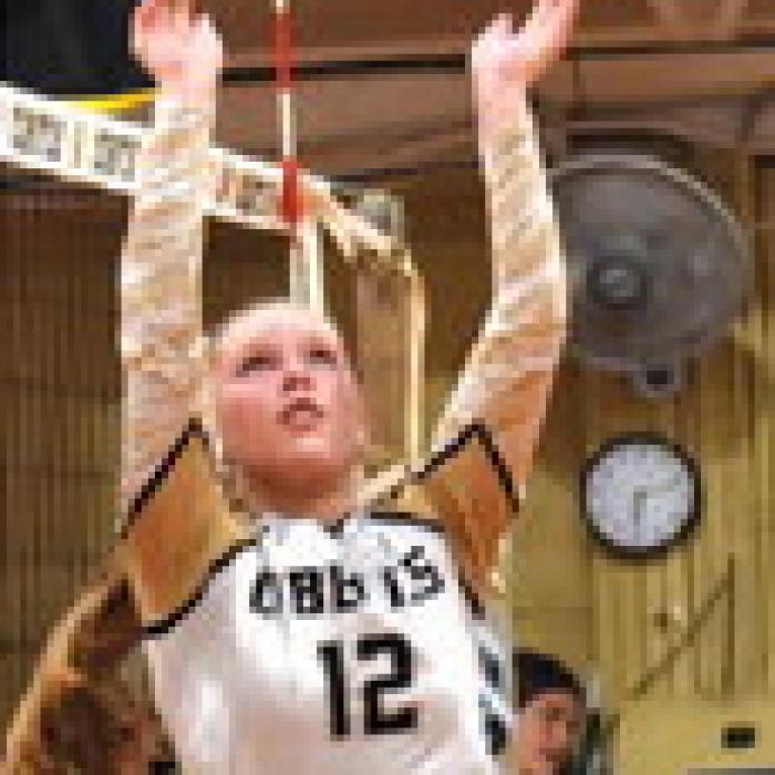 Round Top Carmine's Madison Markwardt tallied a triple-dou ble in last Tuesday's match, a . ve-set win over Mumford. Madison had 13 kills, 28 digs, and 36 assists. This is her 1st triple double of the year, but her 9th triple-dou ble for her career. Photo by Paul Kipp