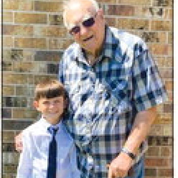 Devon Boehnke and great grandson Luke Zimmerhanzel. Road Hazards