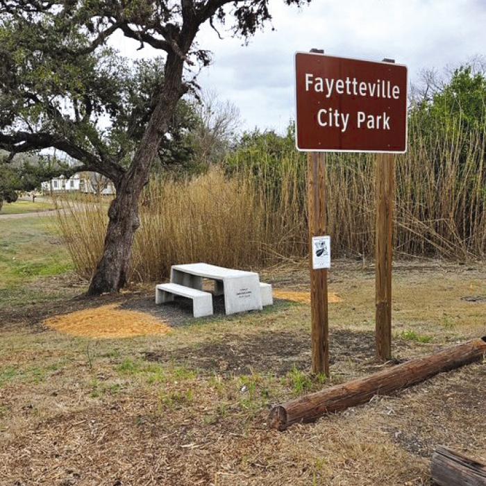 Quiros-created picnic table at Fayetteville City Park.