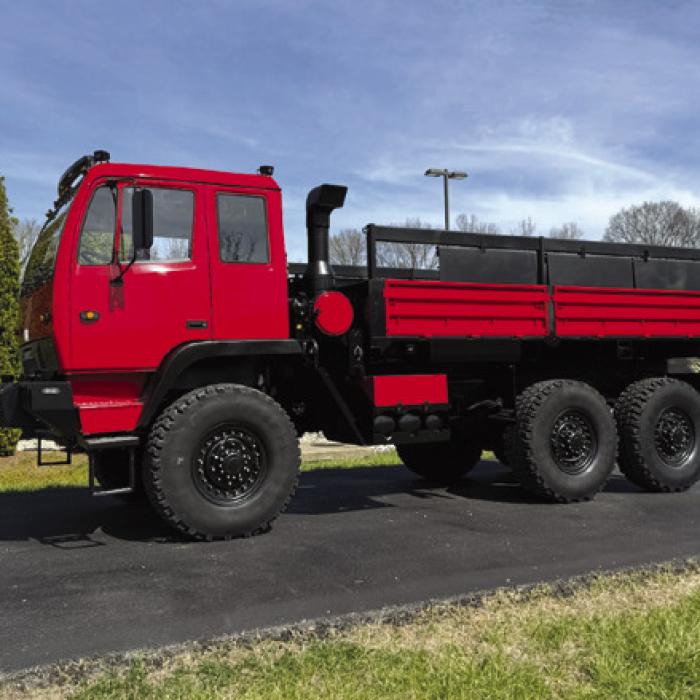 New fire truck: an M1083 6x6 was reconditioned and upgraded by Midwest Military Equipment Company of Washington, Mo. for the fire department.