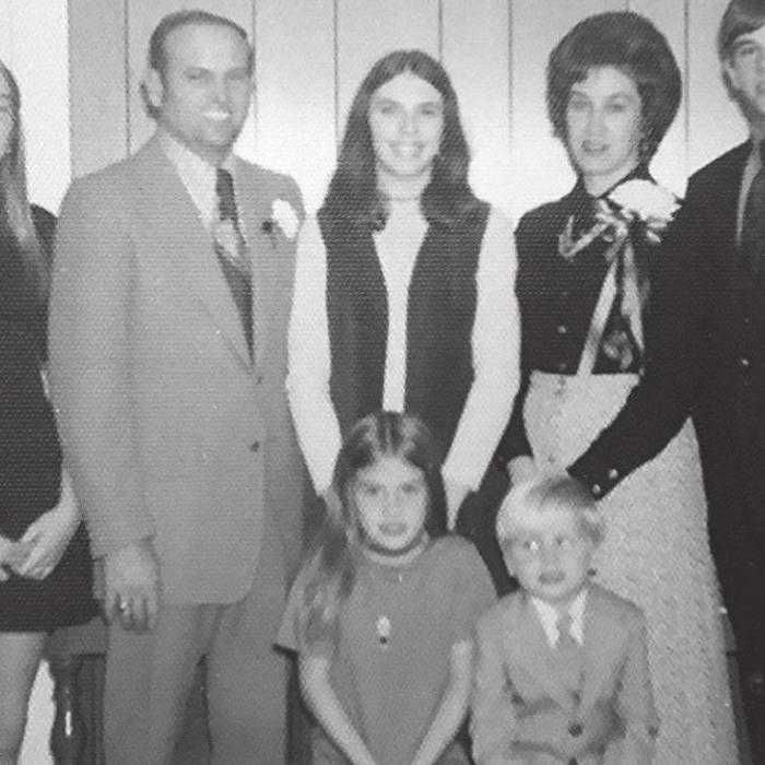 The Walker’s family photo dates back to Tom’s early days as head coach in Schulenburg. Left to right are: Jolene, Tom, Terri, Marilyn and Doug. Renee and Kevin are standing in front. Tom and Marilyn Walker’s four oldest children chose careers as coaches, and the youngest is a physical therapist.