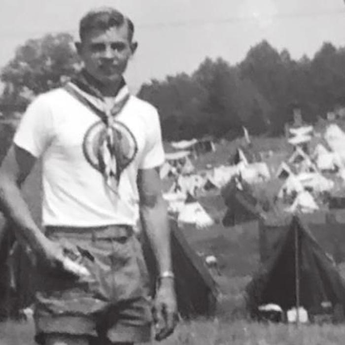 When he was a Boy Scout, Tom had the opportunity to attend University of Iowa football games and sit with the players after he finished his ushering duties.