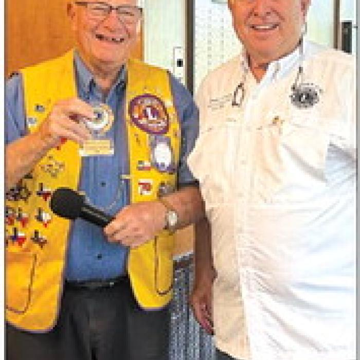 The La Grange Noon Lions Club presented Honorary Membership Awards to Lions Richard Dixon (left photo) and Weldon Koenig (right photo) for their dedication and service. Mark Ulrich presented both awards.