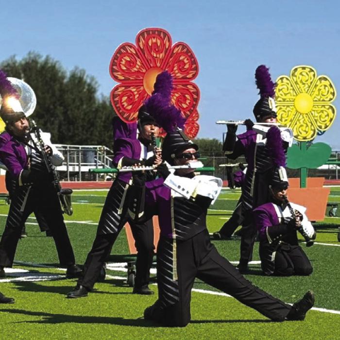 The La Grange High School Band in action Saturday at the 50th annual Blinn Buccaneer marching Festival.