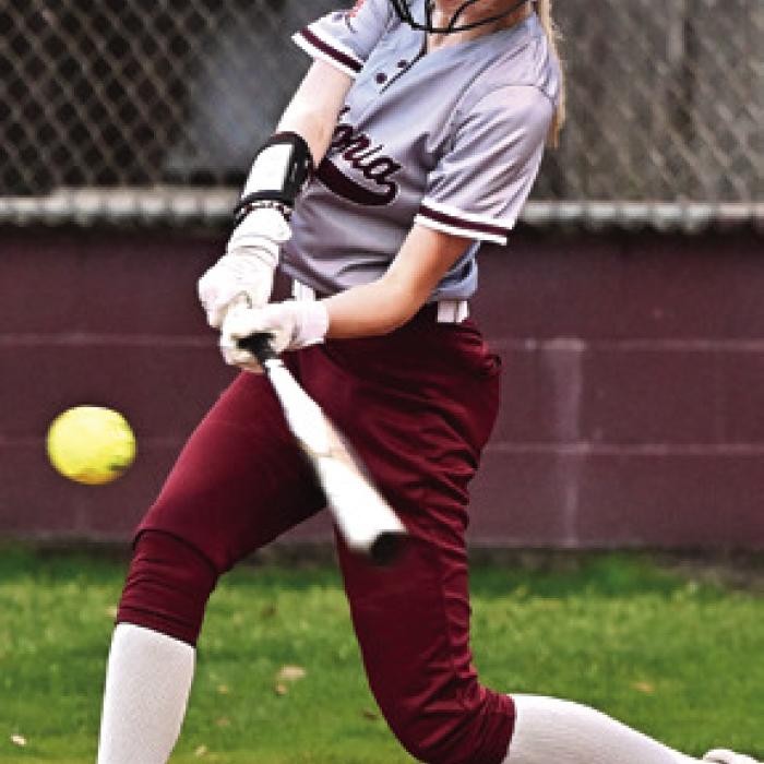 Emma Klozik puts the ball in play for Flatonia Tuesday.