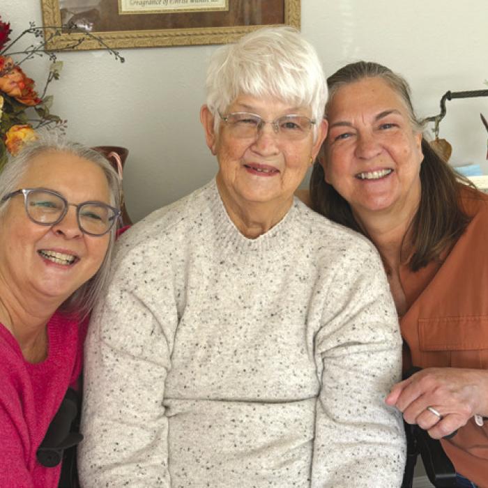 Dana Kulak, her mom Virginia Tappe and sister April Pospisil at Virginia’s birthday celebration.
