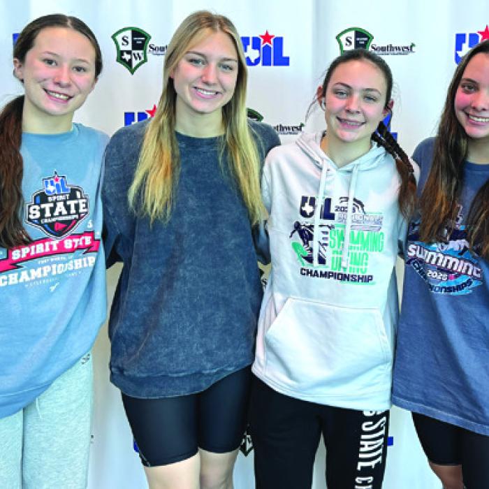 La Grange girls 200 Medley Relay team, left to right: Eleanor Carey, Hope Michalke, Adysen Janacek and Celeine Fabre.