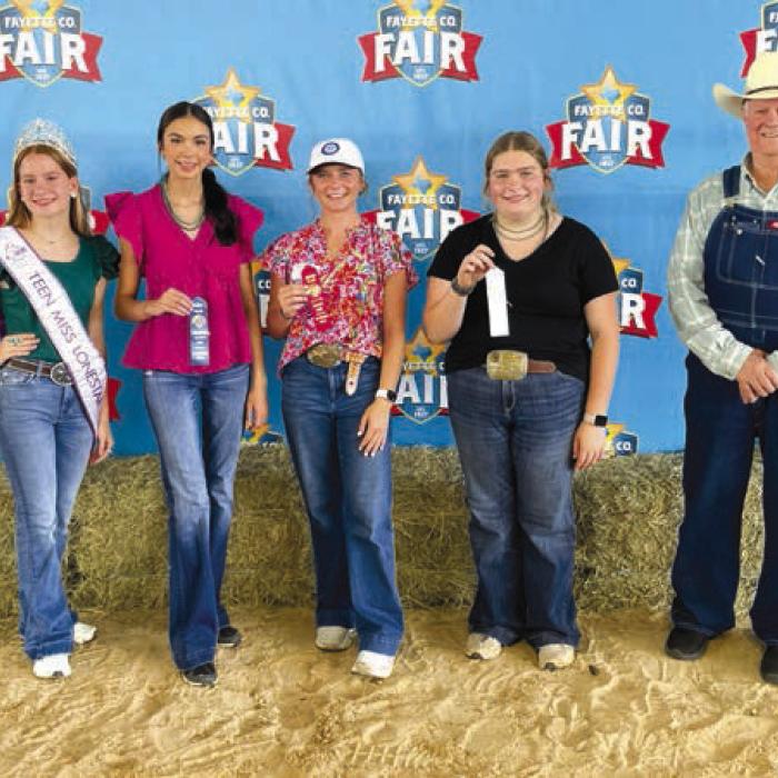 Recordbook/Interview Winners, Senior: Kylee Hoffmann -- Teen Miss Lone Star State agHERculture, Tori Newton, Avery Nelius, Rheagan Karisch and sponsor Colorado Valley ICA, representative Steve Janda.