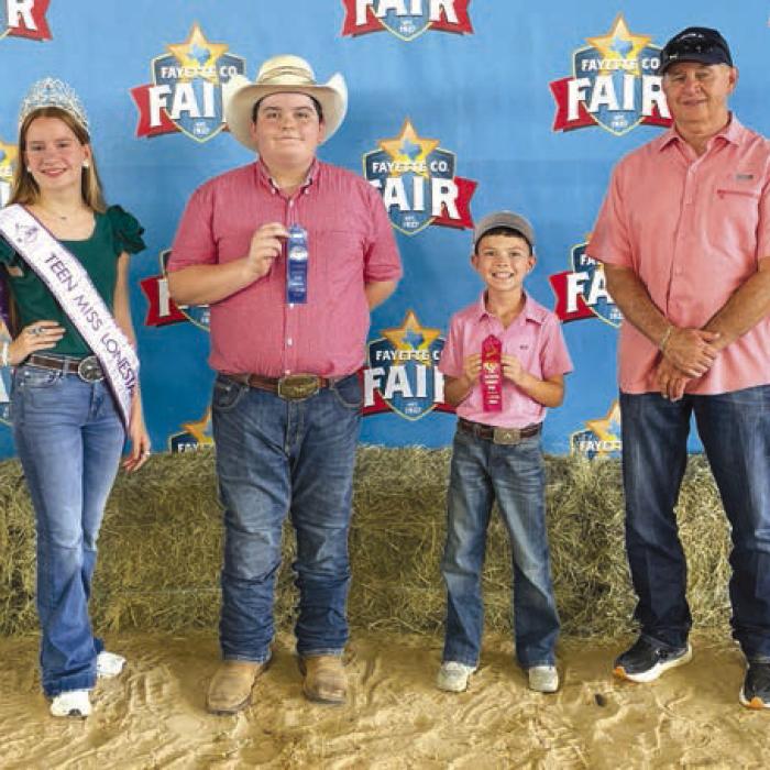 Salesmanship Winners, Junior: Kylee Hoffmann-Teen Miss Lone Star State agHERculture, Rilan Karisch, Maxwell Carey, and sponsor All in Exotics, representative David Urban.