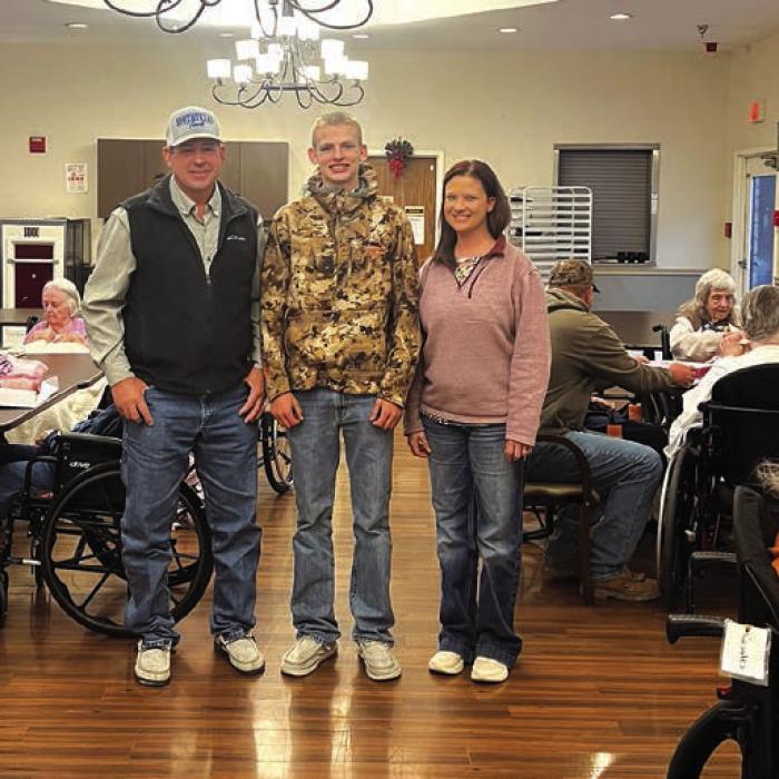 The Fayette County 4-H Shooting Sports donated blankets and socks to each resident at the Monument Hill nursing home in La Grange. Just a little gift goes a long way. Remember these loved ones at the local nursing homes during this time of year as they may not have someone stop by to see them. It is a wonderful way to give back to the community. Pictured left to right are Alan Brothers, Quade Brothers, and Ashley Conrad.