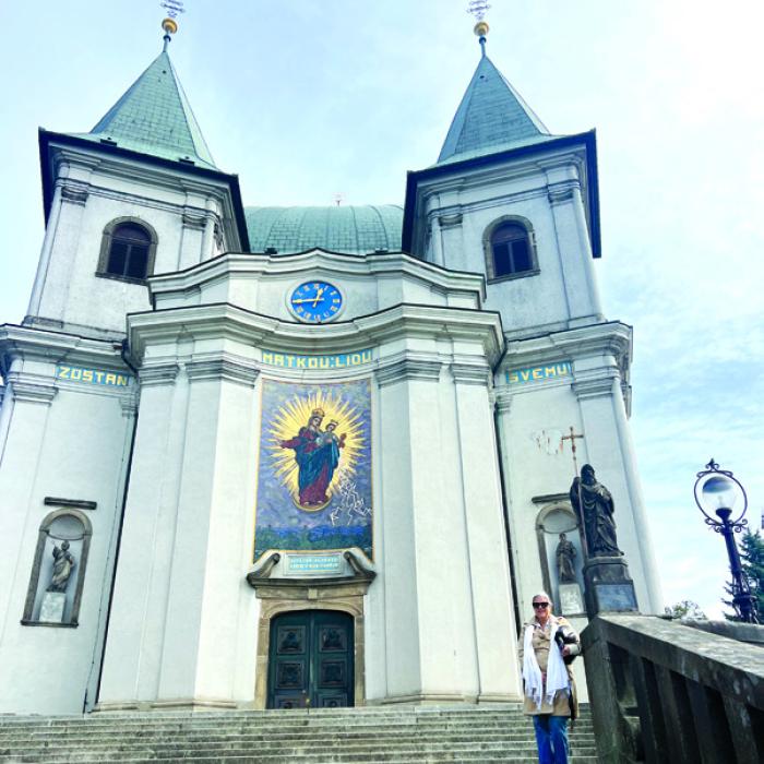 Sharon Haas is a pictured outside of the Basilica of the Assumption of the Virgin Mary located in Hostyn, the Czech Republic.