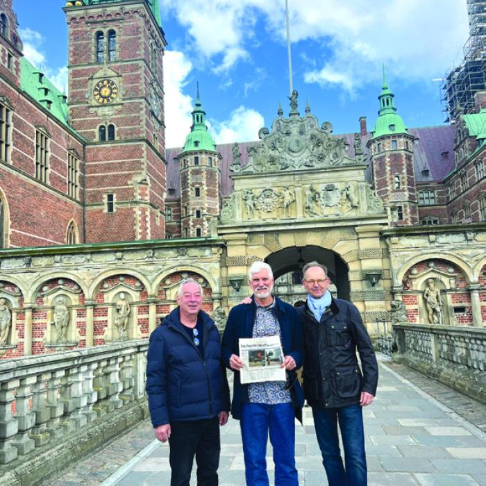 Pictured is Adam Jacobson, Anthony Haas, and Vagn Mortensen at the Frederiksborg Slot (just outside of Copenhagen).