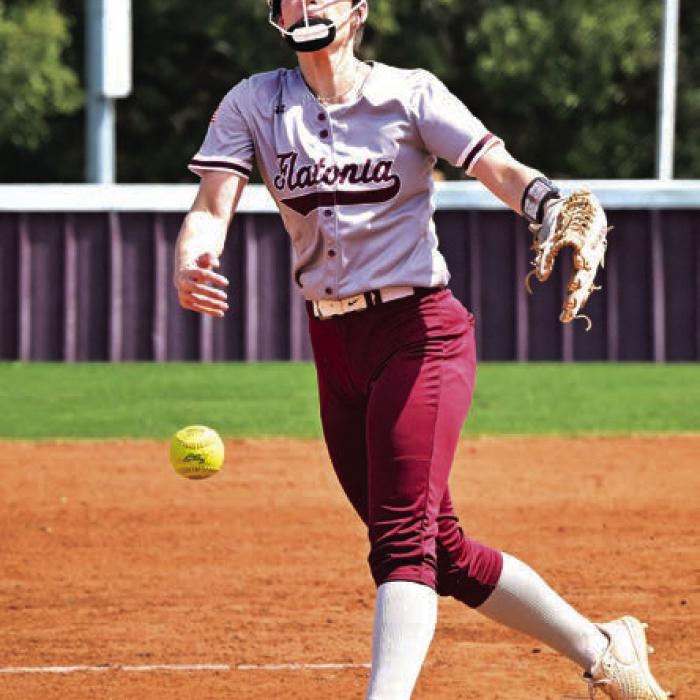 Jalee Trussell works the mound for The Flatonia Lady Bulldogs in the annual Mike Schultz tournament held this weekend in Flatonia. The Lady Bulldogs went 2-1-1 in the event, beating Brazos and Luling, tying Smithville and falling to Yoakum. Photo by Stephanie Steinhauser