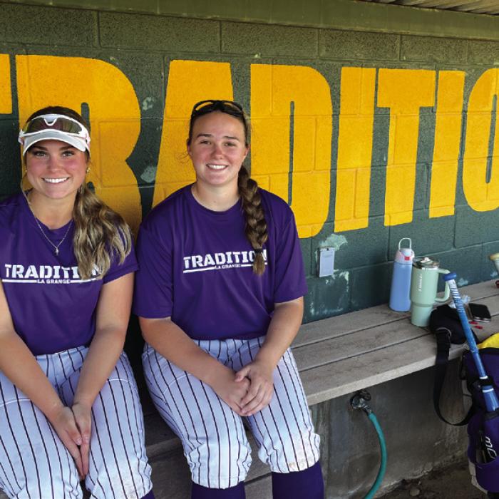 La Grange Third Baseman Madi Adams, left, and first baseman Kylin Brawley, right. Photo by Jeff Wick