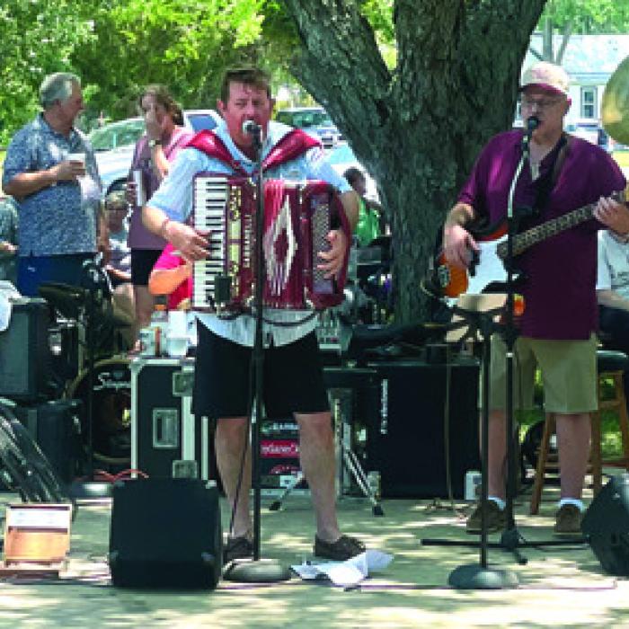 Music and dancing under the pecan trees at the Ammannsville church picnic, always Father’s Day. Photo by Andy Behlen