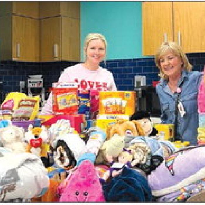 Presley’s Power made an Easter delivery to Dell Children’s hospital in Austin recently. Thanks to donations they were able to donate snacks, drinks, stuffed animals and blankets. Pictured is Marlana Wessels, Mary Frasher (with Dell children’s) and Jackie Wessels. Presley’s power is a local non-profit (401c3) committed to donating and helping children who are battling cancer.