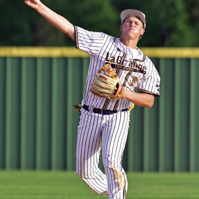 La Grange’s Holdyn Cooper makes a play at second base. Photos by Stephanie Steinhauser