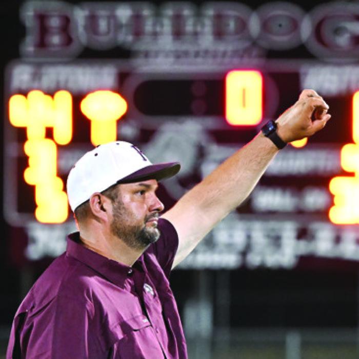 New Flatonia head coach Matt Uzzell won his first game as Bulldogs head football coach Friday. Photo by Stephanie Steinhauser