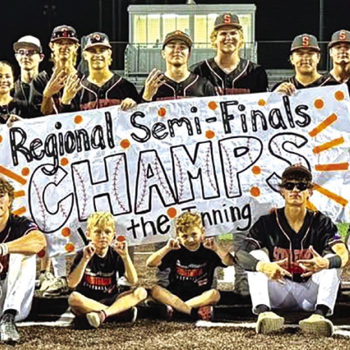The Schulenburg baseball team celebrates their regional semifinal win Saturday in Elgin.