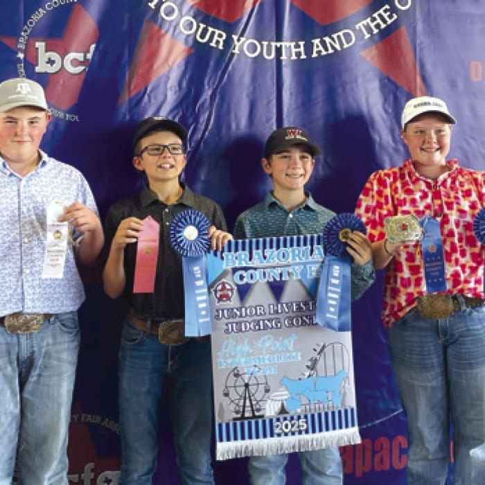 Champion Intermediate Team: Abraham Mc-Bride, Tate Fritsch, Crockett Guenther, and Kaisley Janecka.