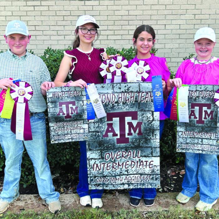 Reserve Champion Intermediate Team: Abraham McBride, Tatum Fritsch, Adalyn Carrales and Kaisley Janecka.