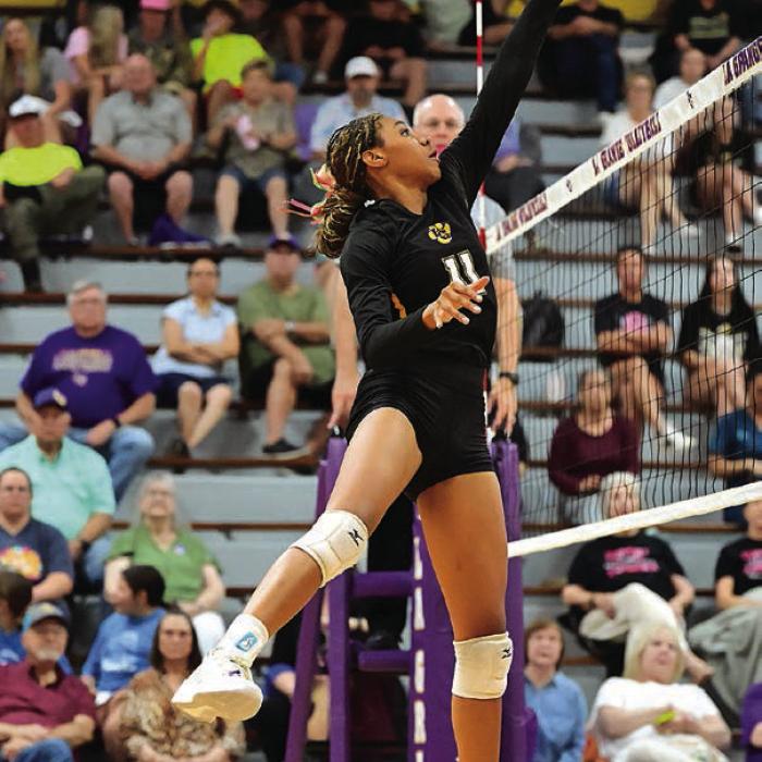 La Grange’s Brion Williams was dominant at the net for the Lady Leps Tuesday. Photo by Stephanie Steinhauser