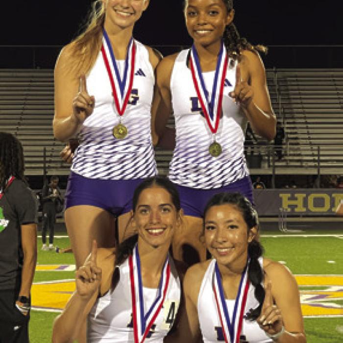The La Grange girls 4x400 relay team of Diamond McKenzie, Kylie Trlicek, Landri Hernandez and Macie Collier won the area title.