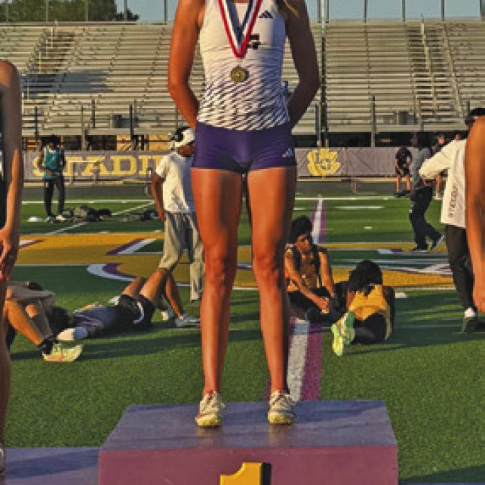 Macie Collier won first place in the 300 hurdles.