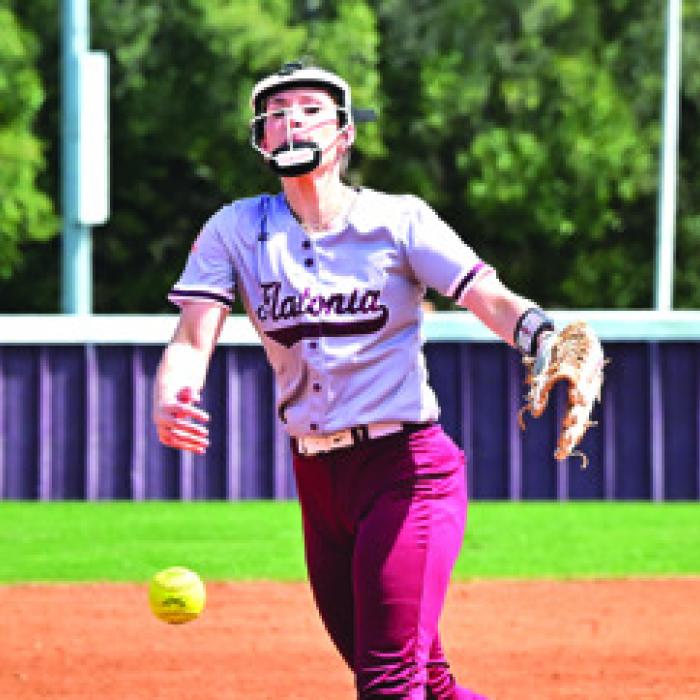 Flatonia’s Jalee Trussell hit a grand slam, drove in six runs, and also pitched a complete game four-hitter.
