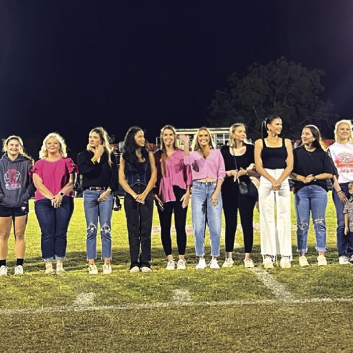 Schulenburg has a storied history of volleyball but no stretch in their history was as successful as from 2012-2014. Friday at halftime of the football game with Ganado, the volleyball players from the 2012 State Runner Up, 2013 State Runner Up, and 2014 State Champion Volleyball teams were recognized. Photo by Audrey Kristynik