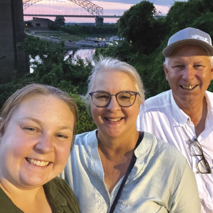 Cynthia Kulak and her parents, Dana and Darrell Kulak in Memphis, Tennessee.