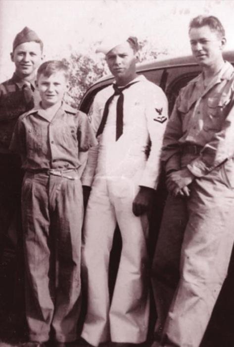 Cordell’s three older brothers served their country in World War II. The Levien brothers in about 1945 (left to right) are: Hershel, Cordell, Leroy and Kenneth.