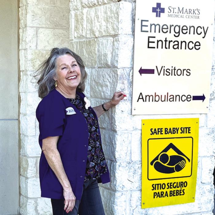 Nancy Muil, above, began volunteering in 2021 at St. Mark’s, along with her husband, Robb, after moving to La Grange in 2020.