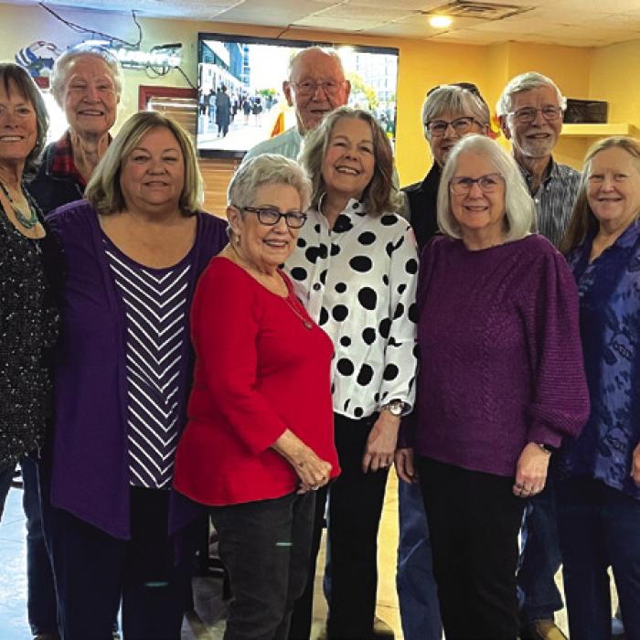Here’s a photo of a gathering of local hospital volunteers. Front row - Mary Kahanak, Debbie Hinkley, Arlene Billings, Nancy Muil, Karen Forest, Donna Burton, Sylvia Ripper; back row- Robb Muil, Marceil Prestridge, Ted Borgstedte, Sherry Speir, Jim Mattair, Felton Greer, Al Hennecke.