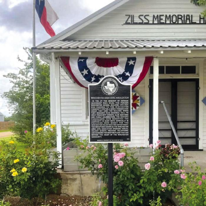 Zilss Memorial Hall Historic Marker for Sunday, June 14 dedication.