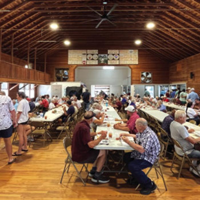 The historic church hall filling up with diners. Photos by Jeff Wick