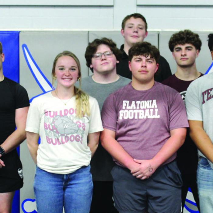 Above is a picture of the Flatonia Powerlifting Team that attended the Rice Consolidated Last Chance Qualifier on Wednesday, February 21. Pictured are (front row, from left) Coach William McGonagle, Colt Marler, Harleigh Haseloff, Rambo Ramirez, Udi Manzano; (middle) C.J. Cassell, Lukas Gutierrez, Yandel Manzano, (back) Dylan Hughes.