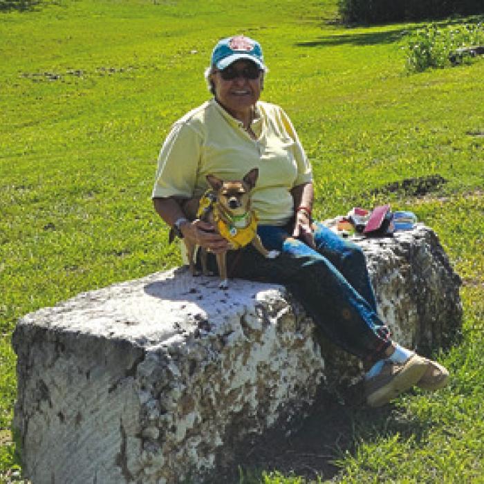 Angie Richard and Poppy enjoying Fayetteville City Park.